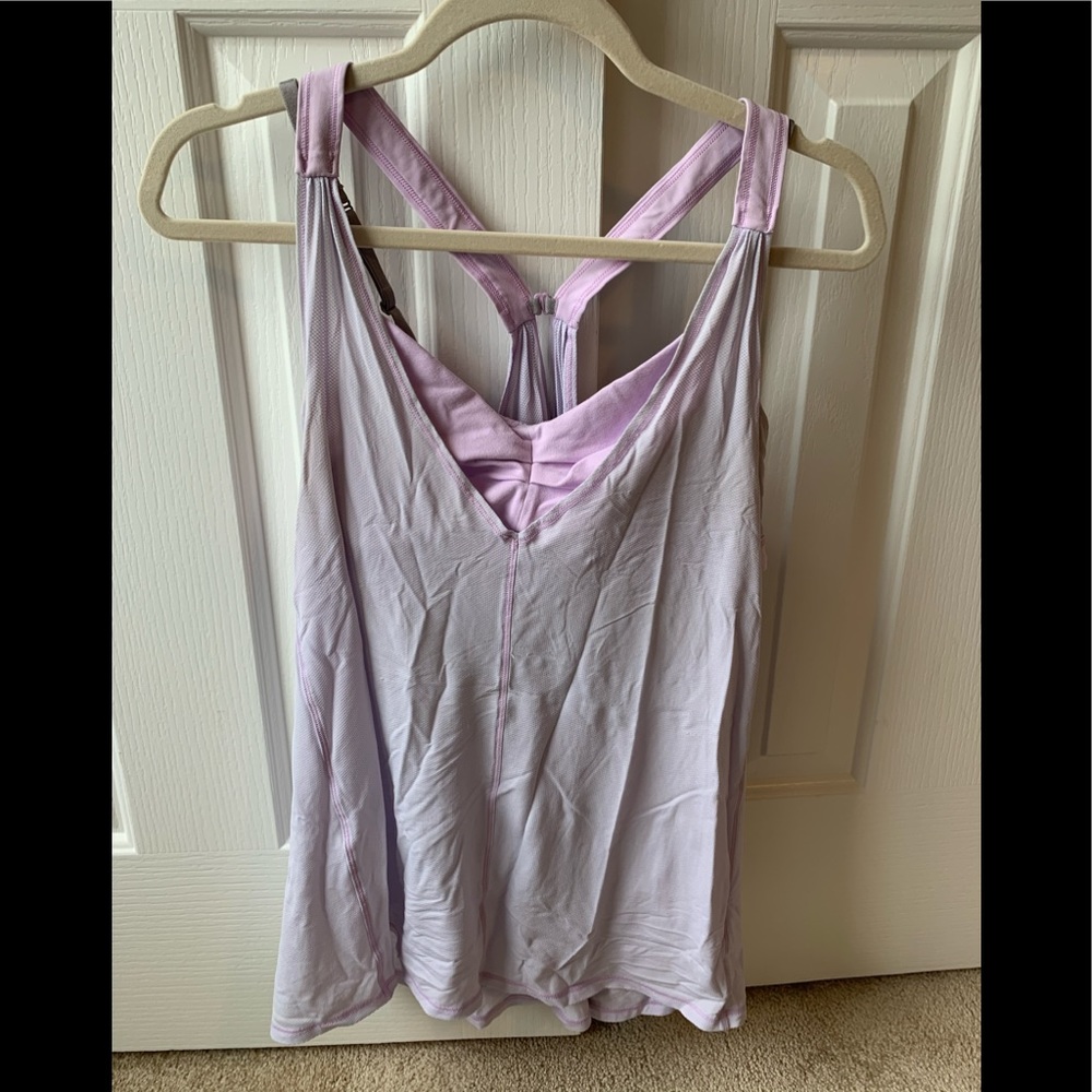 Flowy light pink/purple lulu tank+bra